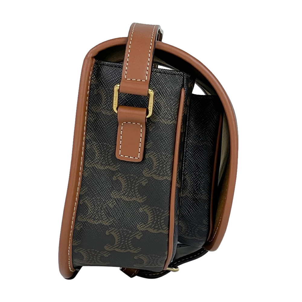 Celine Canvas Shoulder Black Folco Triomphe Bag Brown